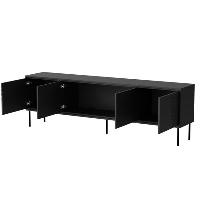 Habi TV Table – Black Chipboard & MDF, 200×38×62 cm