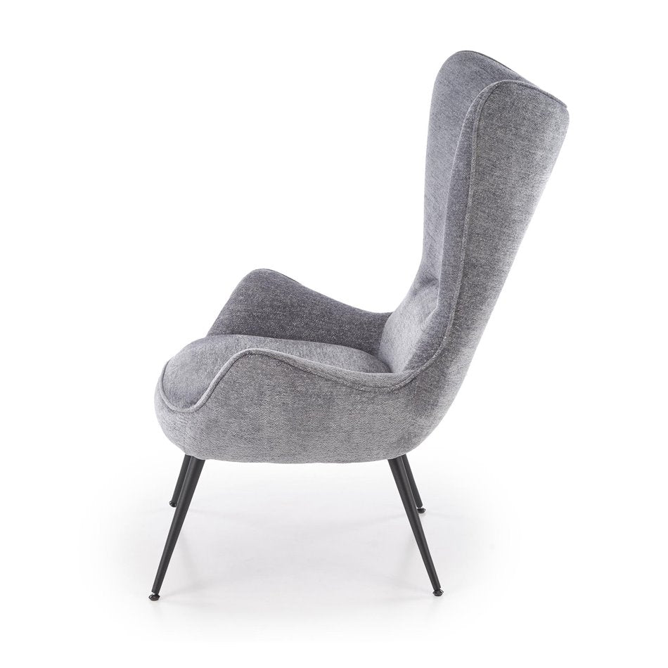 Armchair Hukon, grey, steel/polyester, H108x87x74cm, seat height 45cm