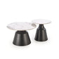 Hagneta Coffee Table Set – White Marble & Black Sintered Stone, Ø50×48 cm / Ø70×43 cm