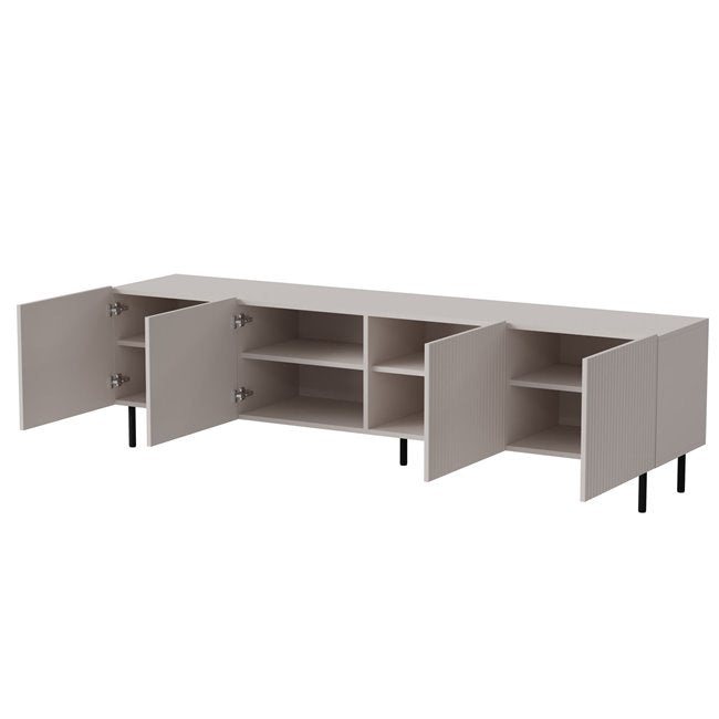 Haxos TV Table – Cashmere & Black Chipboard/MDF/Steel, 200×40×54 cm