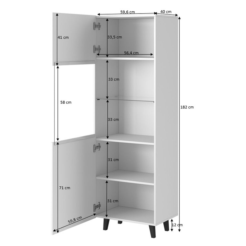 Wardrobe Handa, black, chipboard/plastic/glass, H182x59.6x40cm
