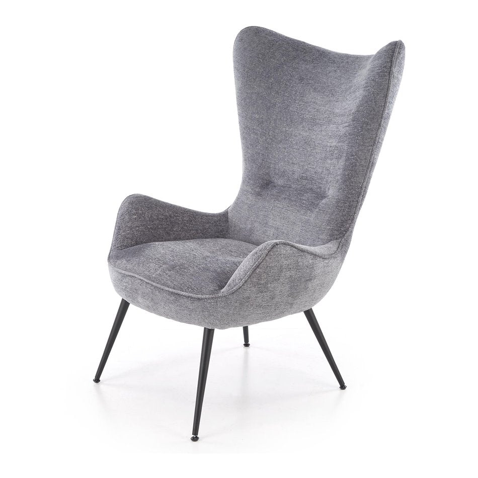 Armchair Hukon, grey, steel/polyester, H108x87x74cm, seat height 45cm