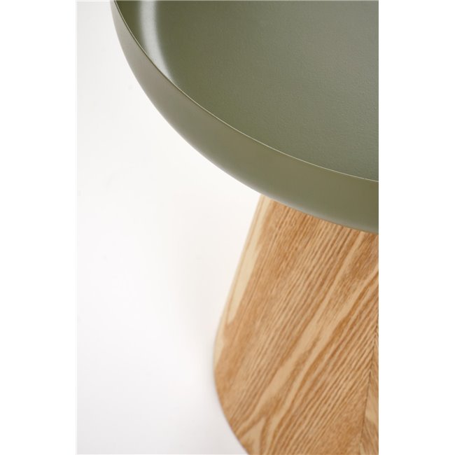 Haina Coffee Table – Green & Natural MDF Top with Steel Frame, Ø40×42 cm