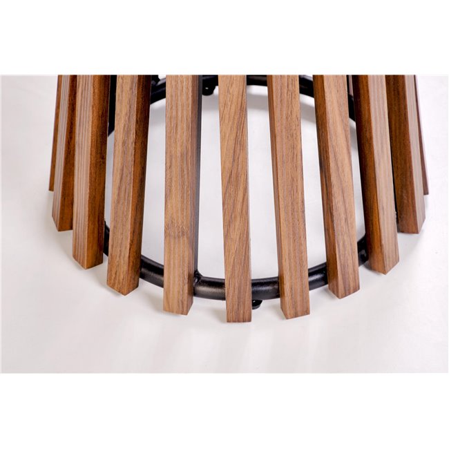 Harina Coffee Table – Beige Marble & Walnut Sintered Stone, Ø50×51 cm