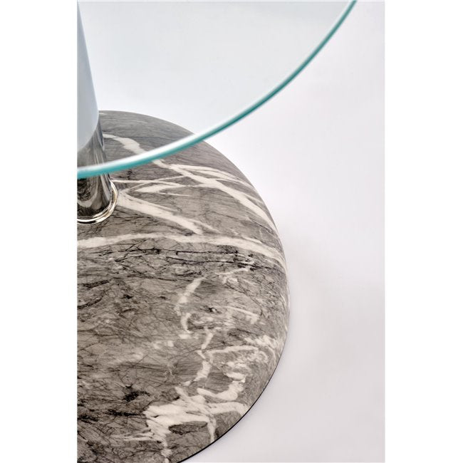 Hariana Coffee Table – Grey Marble Artificial Marble Top, Ø40×51 cm