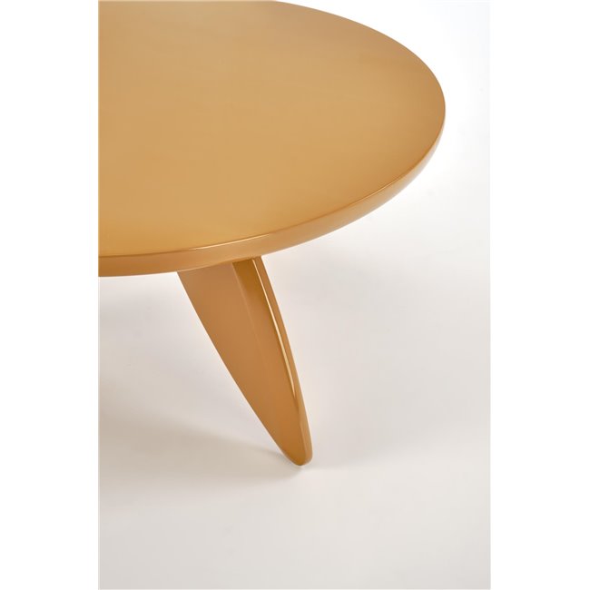 Horaya Coffee Table – Yellow MDF, Ø80×36 cm