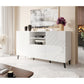 Sideboard Habeto, glossy white, chipboard, H82x150x41.6cm