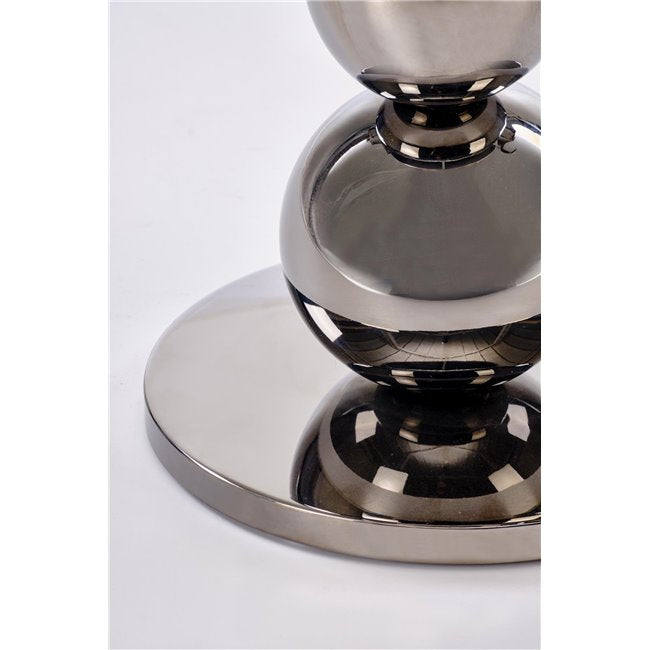 Harla Coffee Table – Black & Silver Steel with Glass, Ø46×40 cm