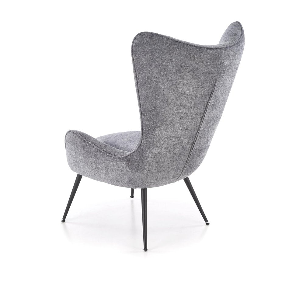 Armchair Hukon, grey, steel/polyester, H108x87x74cm, seat height 45cm