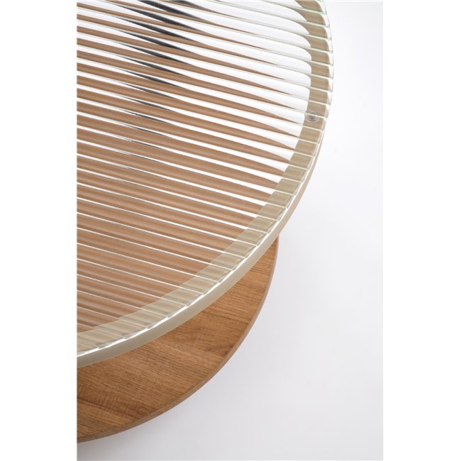 Hamala Coffee Table – Natural & Black MDF with Steel and Glass, 110×54×43 cm