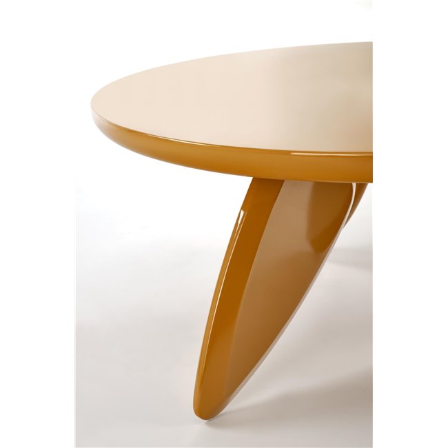 Horaya Coffee Table – Yellow MDF, Ø80×36 cm