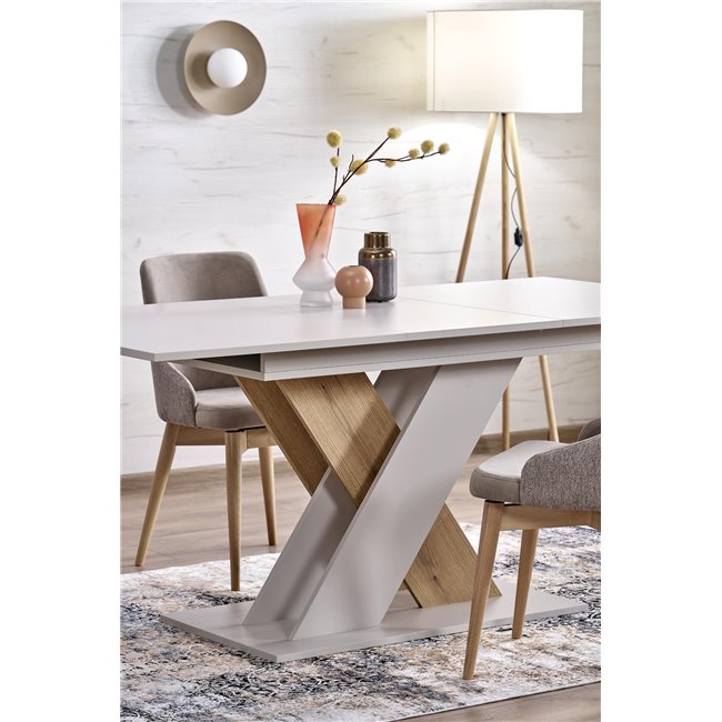 Extendable Dining Table – Oak Pattern & Cashmere Beige Finish