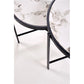 Hatima Coffee Table Set – White Marble & Black Sintered Stone, Ø63×50 cm / Ø48×43 cm