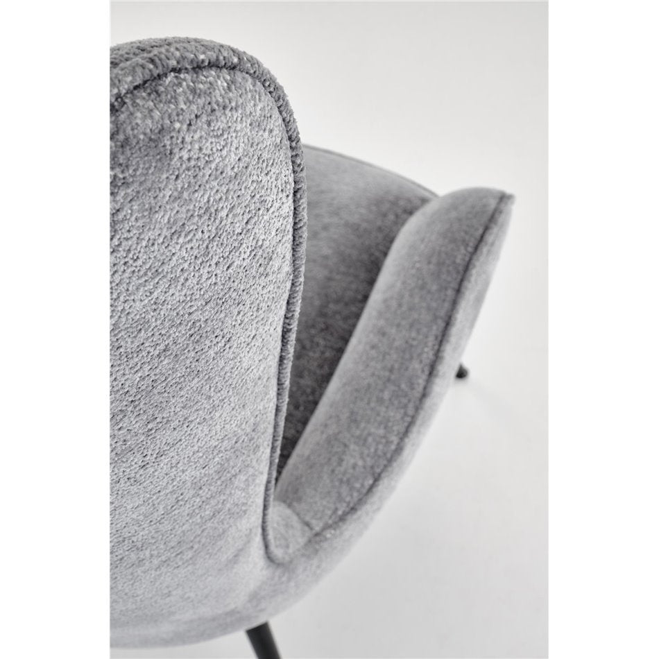 Armchair Hukon, grey, steel/polyester, H108x87x74cm, seat height 45cm