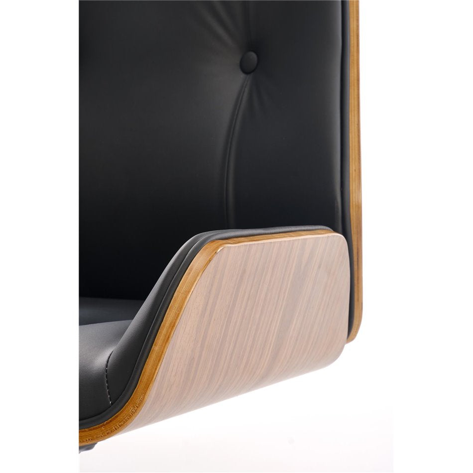 Executive Office Chair Hebstero – Walnut & Black Eco Leather, Adjustable Height, 114–122×65×60 cm