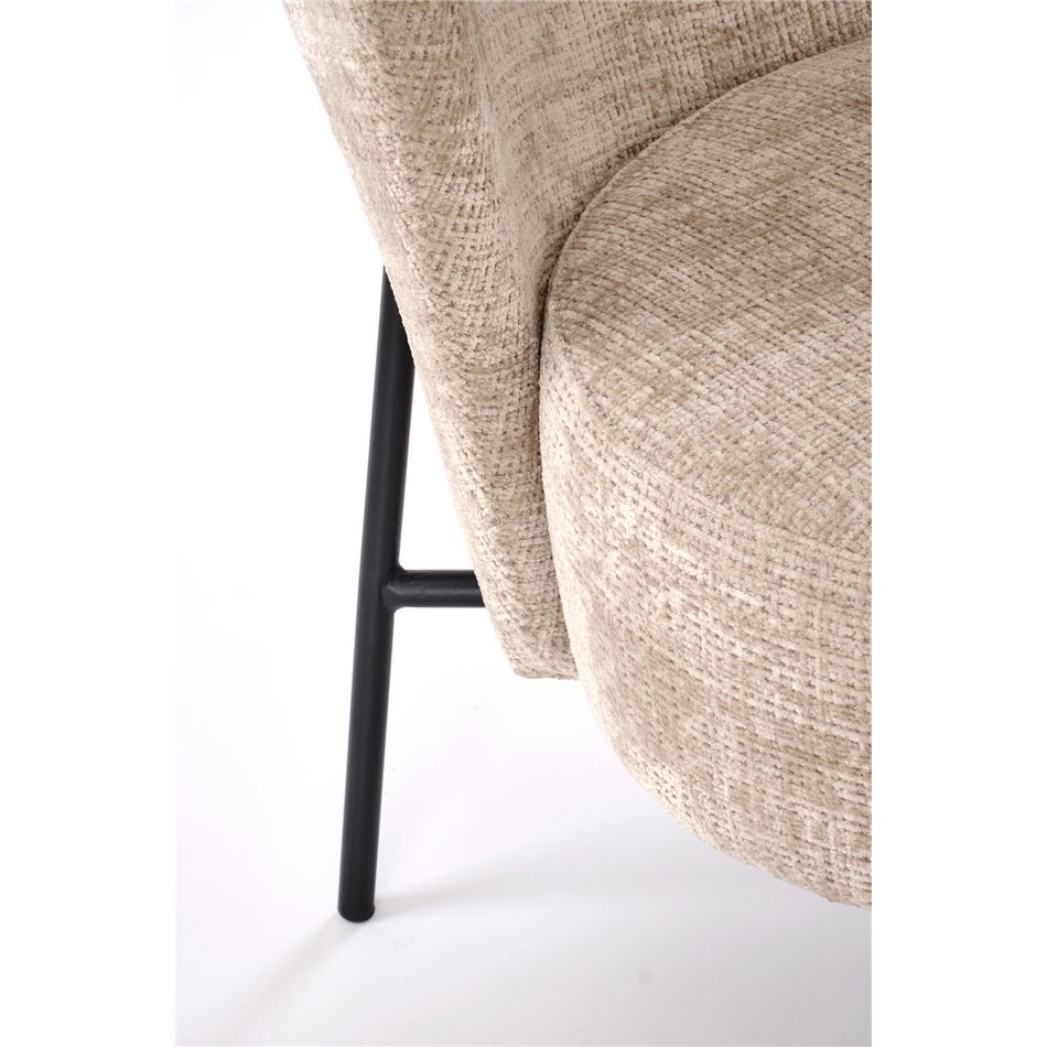 Armchair Hezar, beige, steel/polyester/wood, H85x79x70cm, seat height 45cm