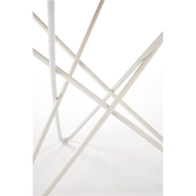 Heila Coffee Table – Natural & White MDF with Steel, Ø60×55 cm