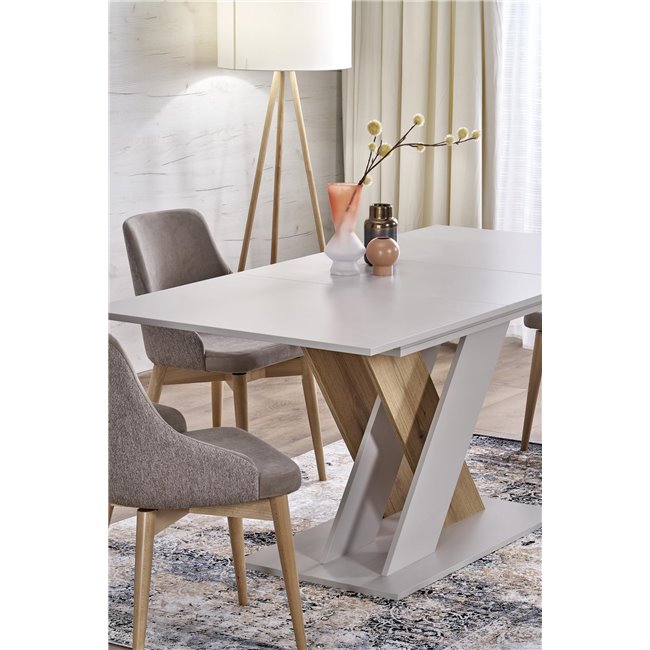 Extendable Dining Table – Oak Pattern & Cashmere Beige Finish