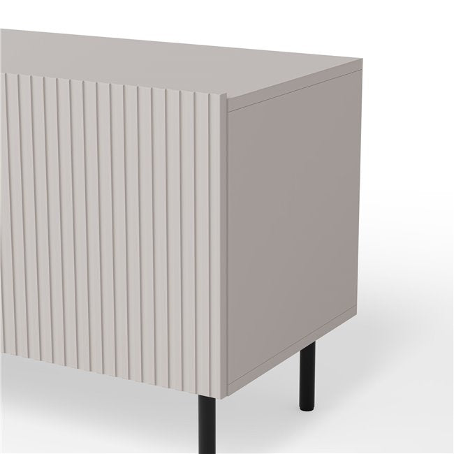 Haxos TV Table – Cashmere & Black Chipboard/MDF/Steel, 200×40×54 cm