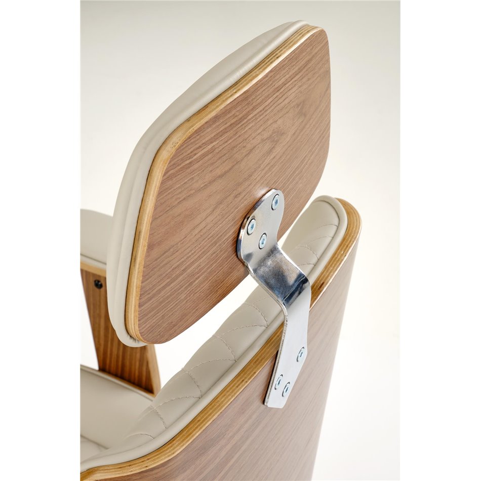 Executive Office Chair Himber – Walnut & Beige Eco Leather, Adjustable Height, 114–122×72×68 cm