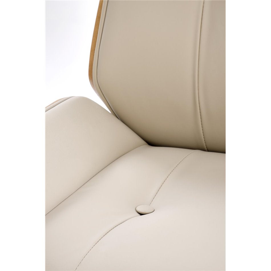 Chefsessel Hebstero – Walnuss &amp; beiges Kunstleder, höhenverstellbar, 114–122 × 65 × 60 cm
