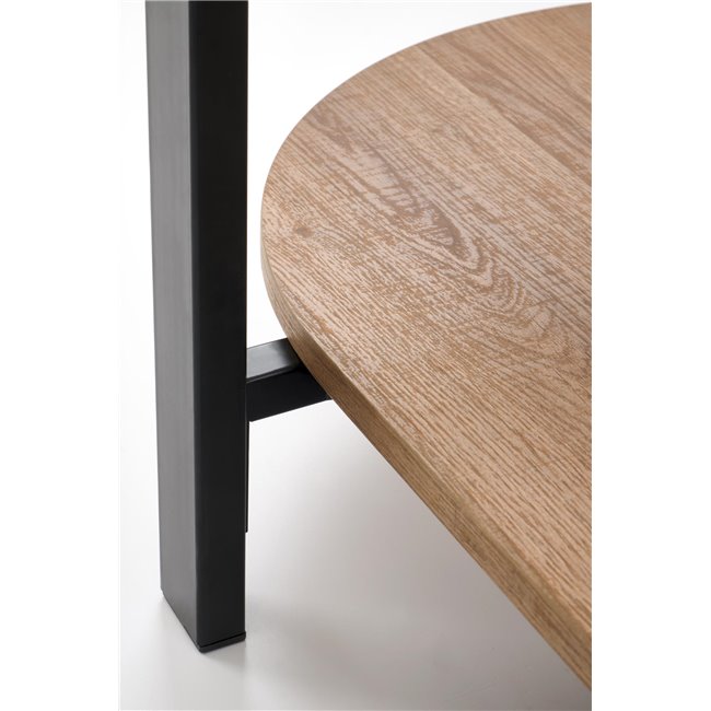 Hamala Coffee Table – Natural & Black MDF with Steel and Glass, 110×54×43 cm