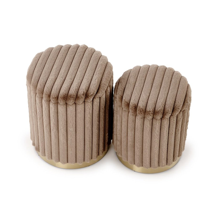 Haido Pouf Set Cappuccino-Gold – Small & Medium Steel-Polyester