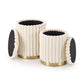 Haido Pouf Set Cream-Gold – Small & Medium Steel-Polyester