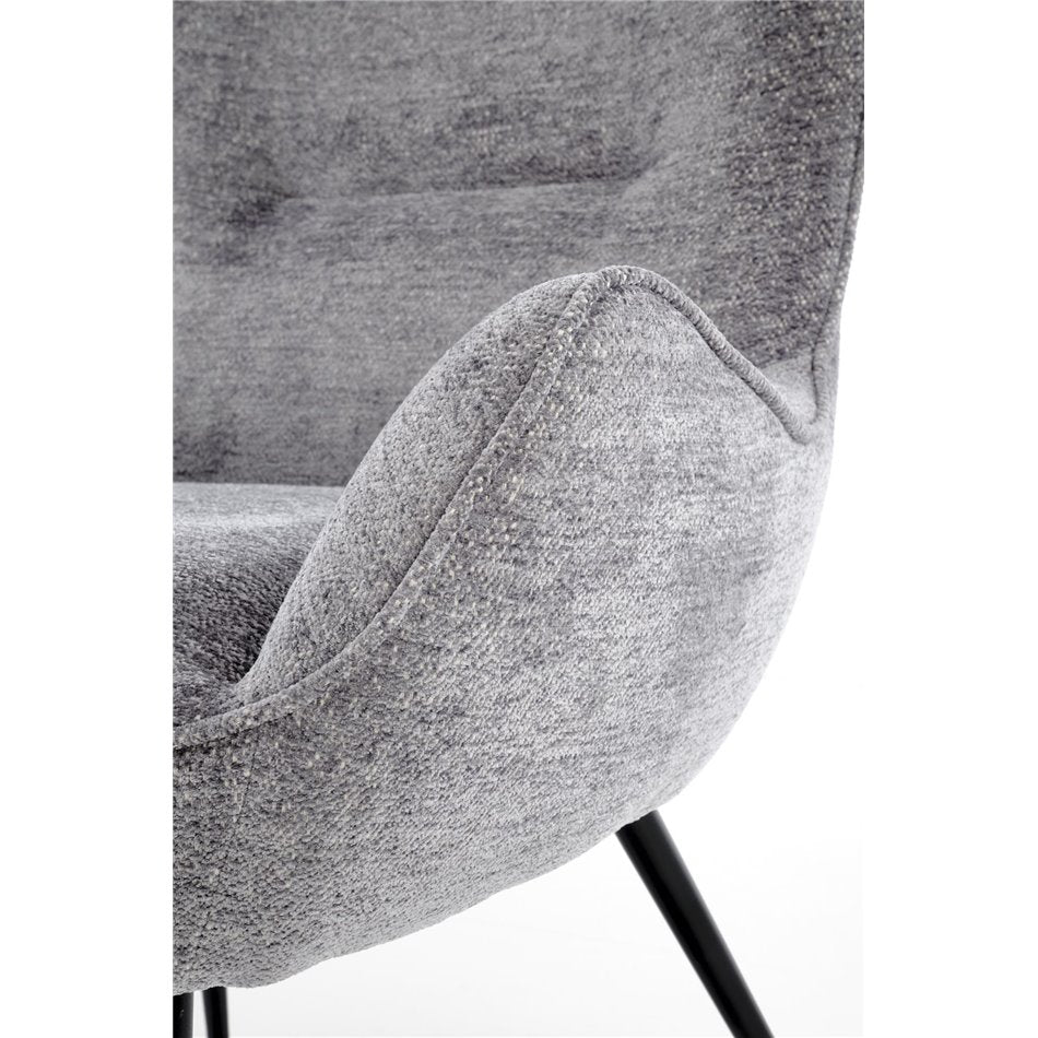 Armchair Hukon, grey, steel/polyester, H108x87x74cm, seat height 45cm