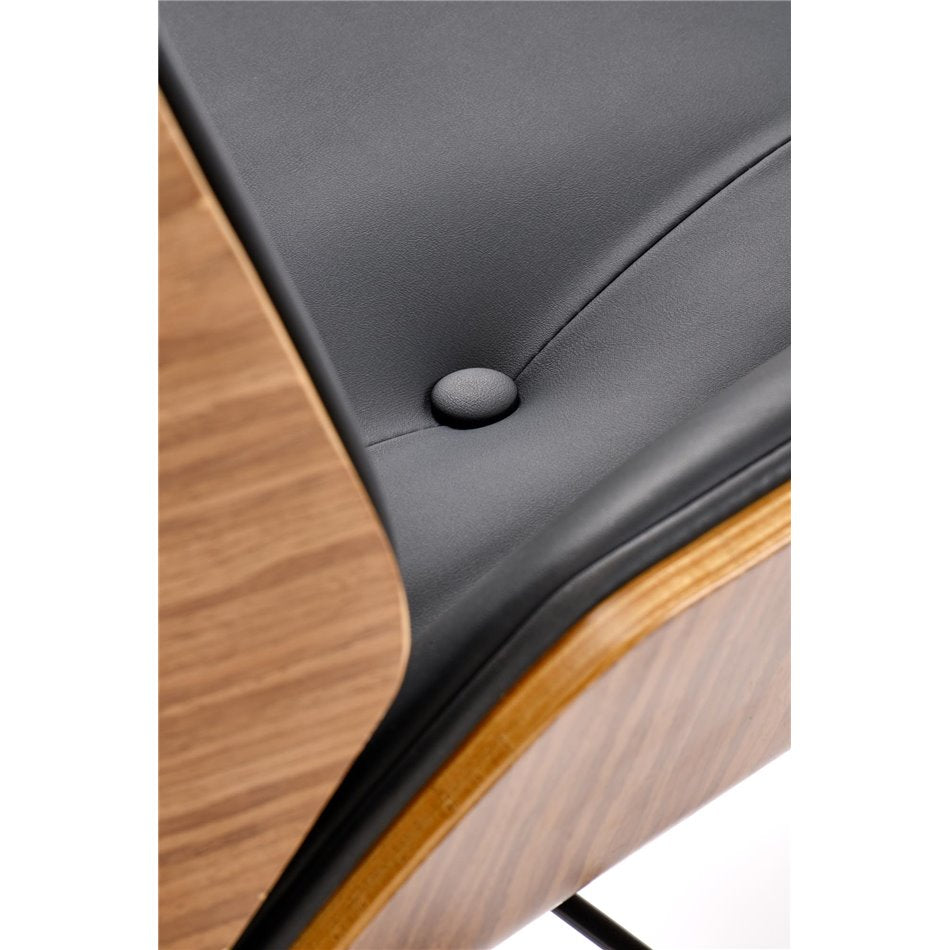 Executive Office Chair Hebstero – Walnut & Black Eco Leather, Adjustable Height, 114–122×65×60 cm