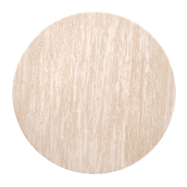 Horotea S Coffee Table – Travertine & Walnut MDF, Ø50×56 cm