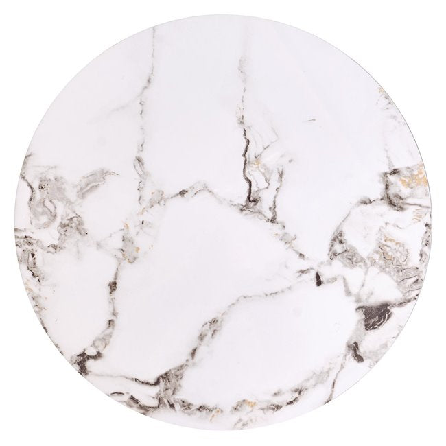 Hatima Coffee Table Set – White Marble & Black Sintered Stone, Ø63×50 cm / Ø48×43 cm