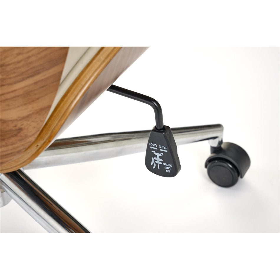 Executive Office Chair Himber – Walnut & Beige Eco Leather, Adjustable Height, 114–122×72×68 cm