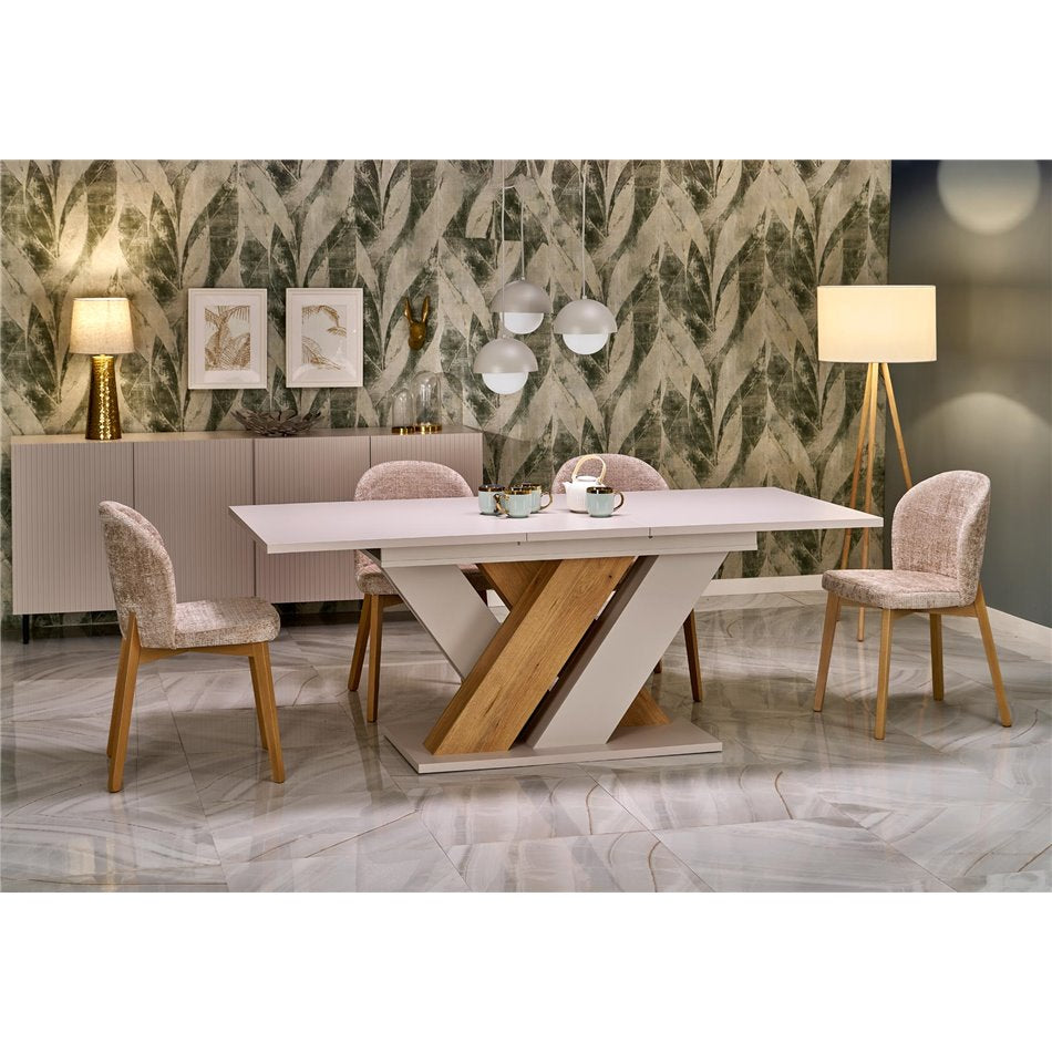 Extendable Dining Table – Cremona Oak & Cream Modern Design