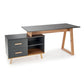 Hergio Extendable Desk – Anthracite & Wotan Oak Look Corner Desk, Adjustable 134–210 cm