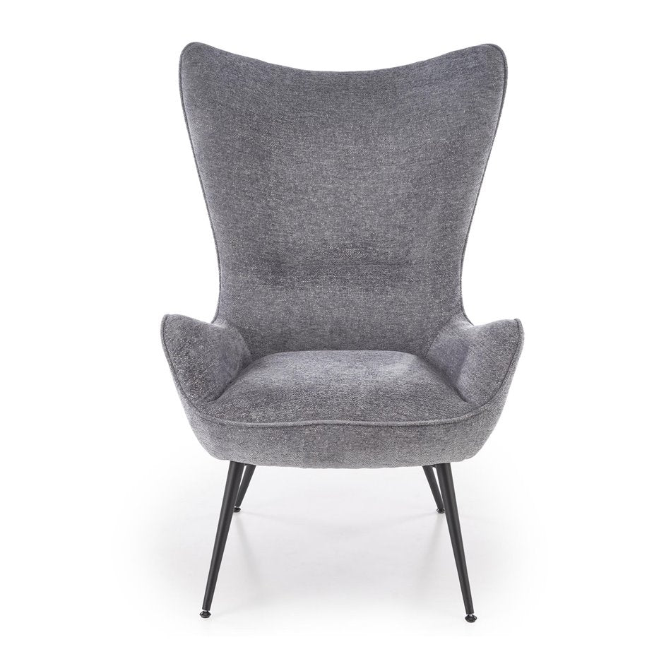 Armchair Hukon, grey, steel/polyester, H108x87x74cm, seat height 45cm