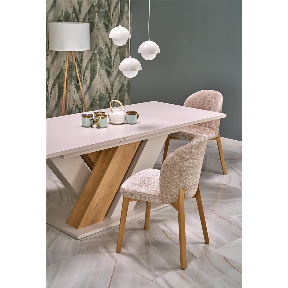 Extendable Dining Table – Cremona Oak & Cream Modern Design