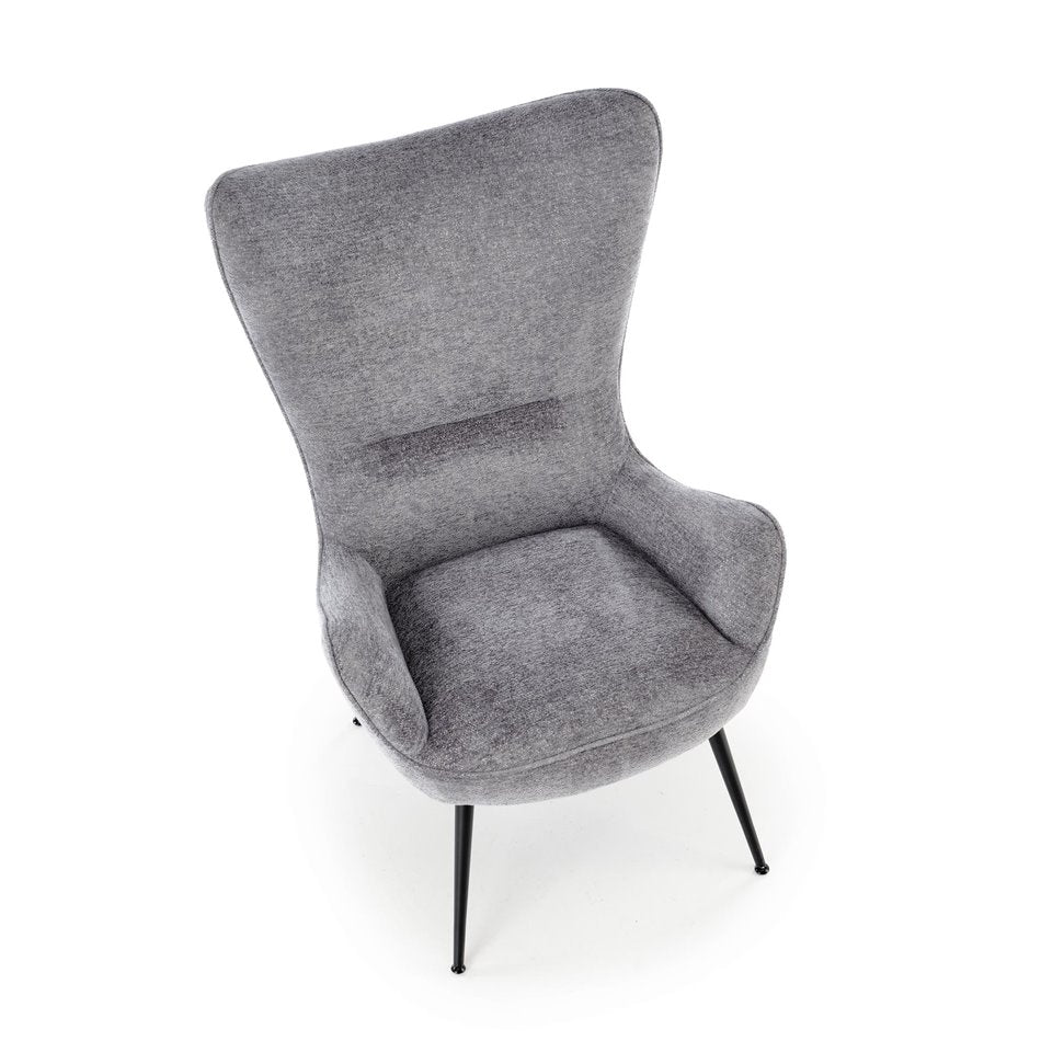 Armchair Hukon, grey, steel/polyester, H108x87x74cm, seat height 45cm