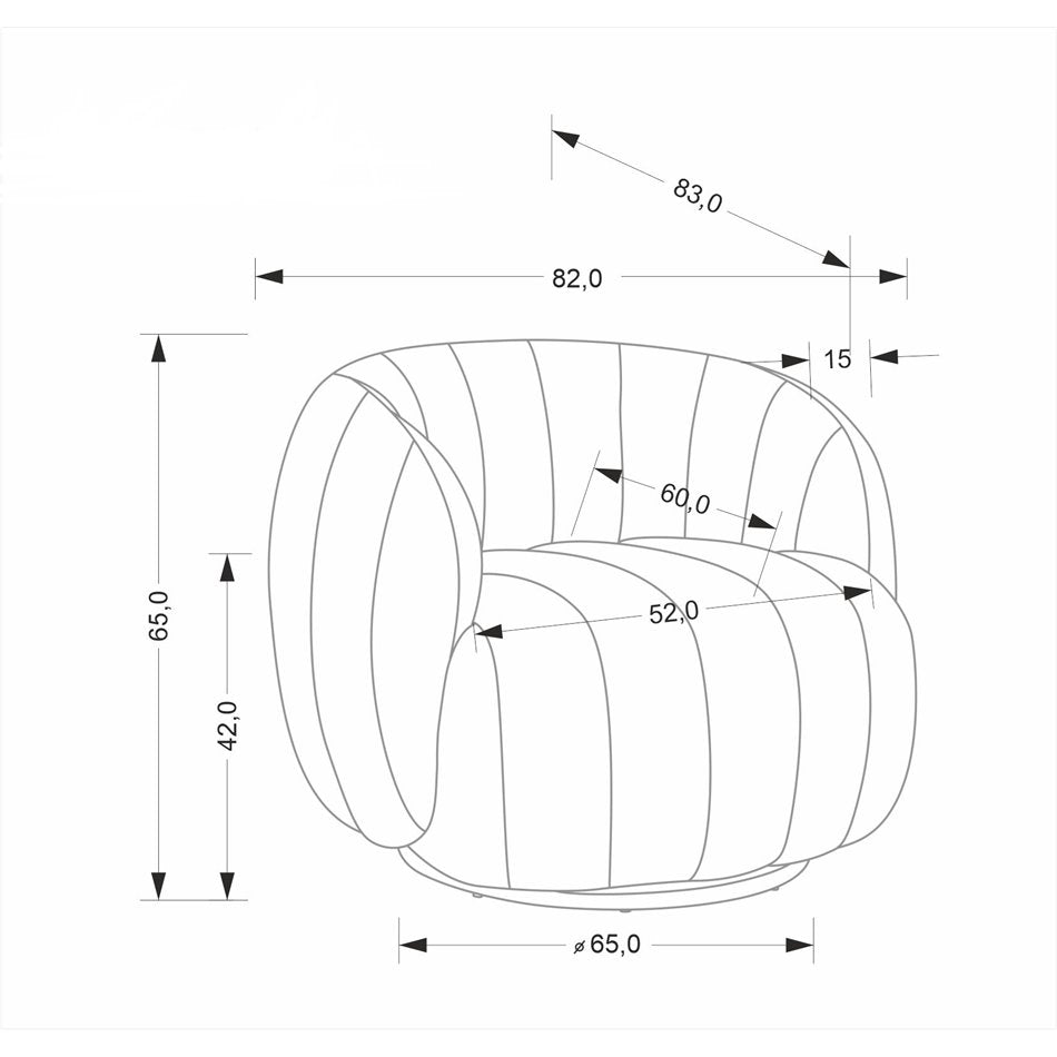 Armchair Hraiser, cream color, steel/polyester, H65x83x82cm, seat height 42cm