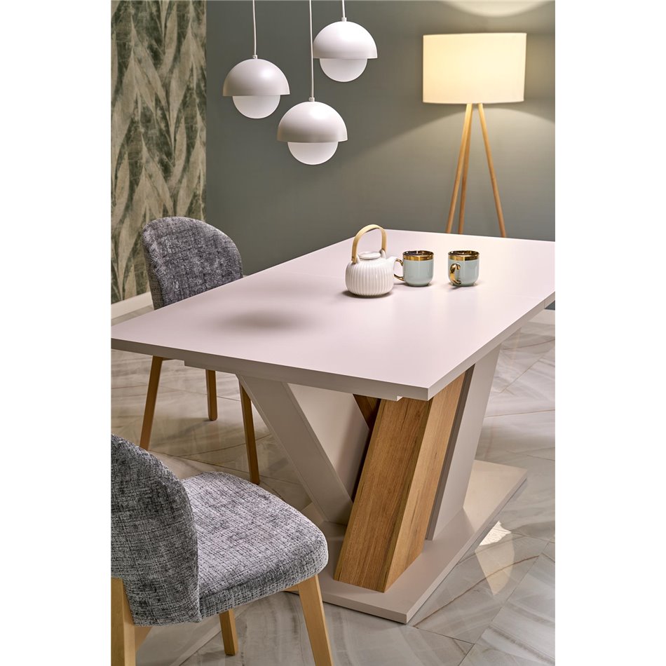 Extendable Dining Table – Cremona Oak & Cream Modern Design