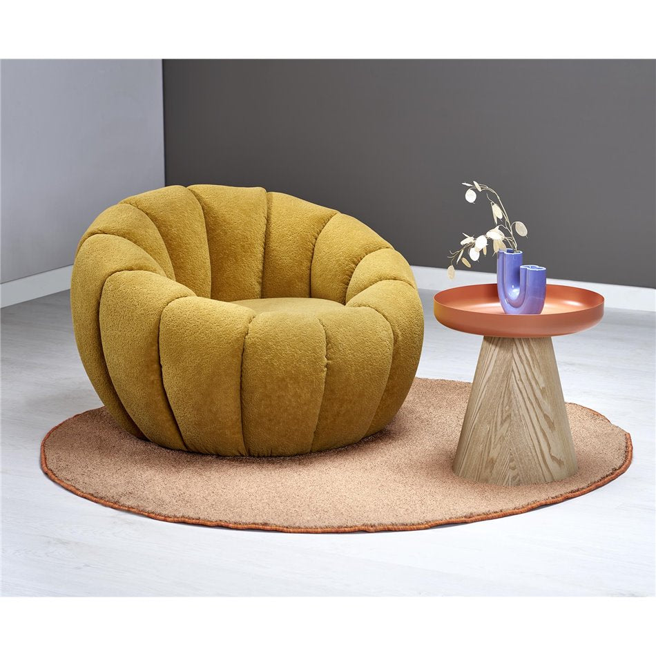 Armchair Haspar, mustard color, steel/polyester, H60x90x95cm, seat height 38cm