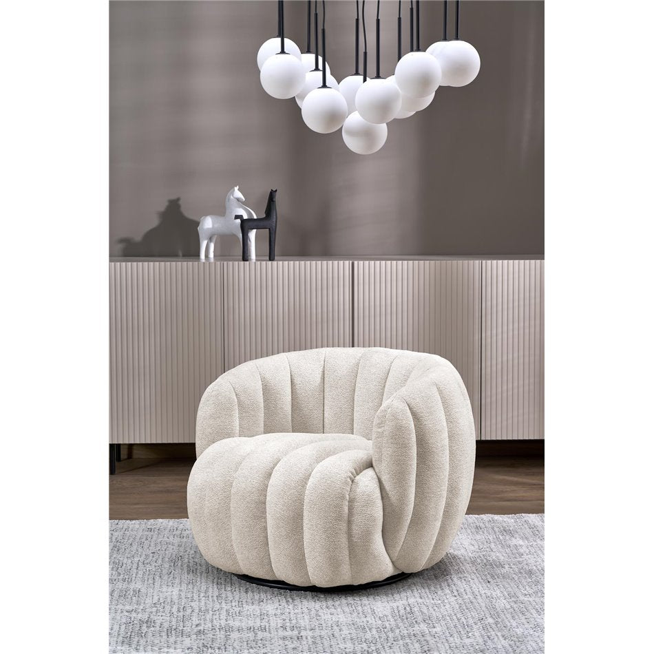 Armchair Hraiser, cream color, steel/polyester, H65x83x82cm, seat height 42cm
