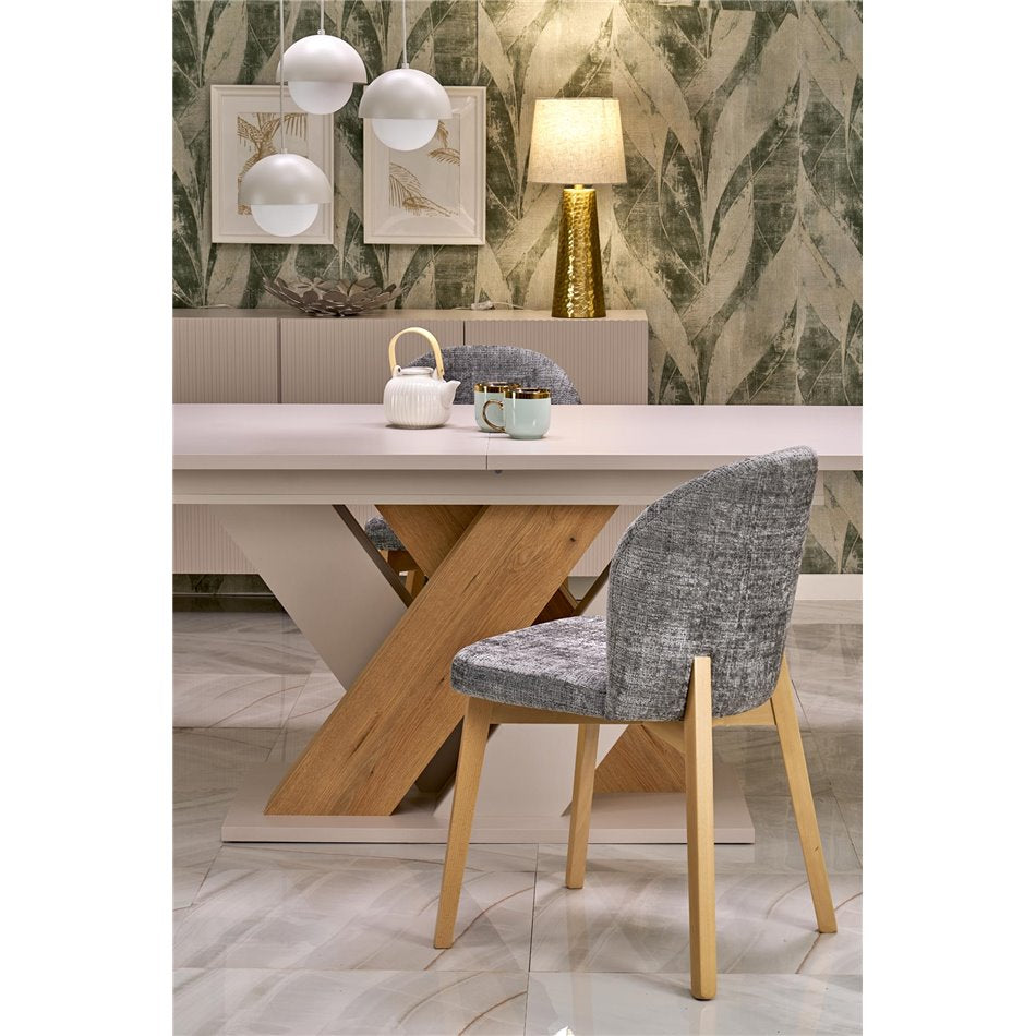 Extendable Dining Table – Cremona Oak & Cream Modern Design