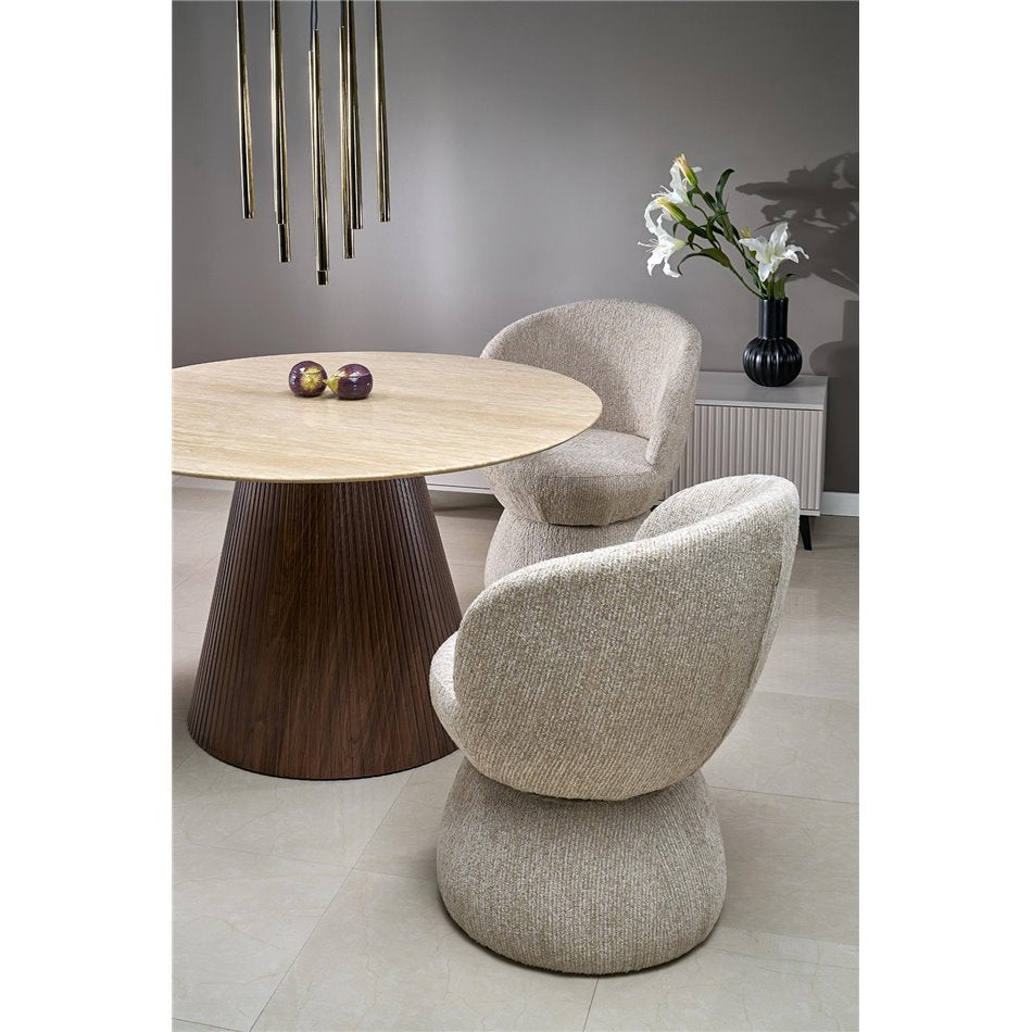 Armchair Hamen K581, rotatable 360 degrees, beige, steel/polyester, H82x63x62cm, seat height 48cm