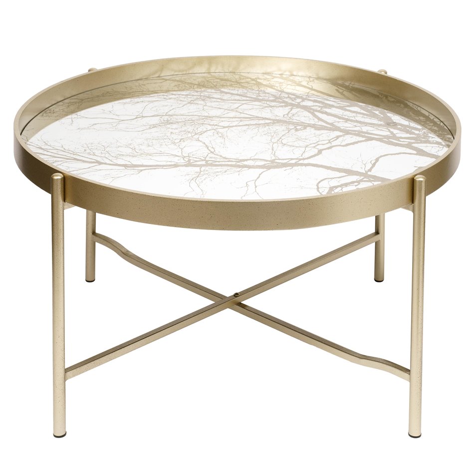 Coffee Table – Gold Metal & Plastic Modern Design