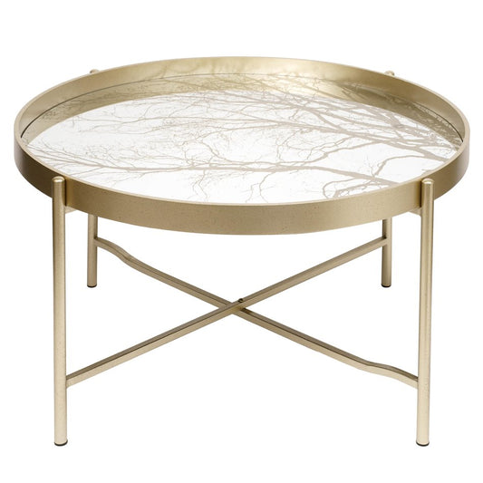 Coffee Table – Gold Metal & Plastic Modern Design