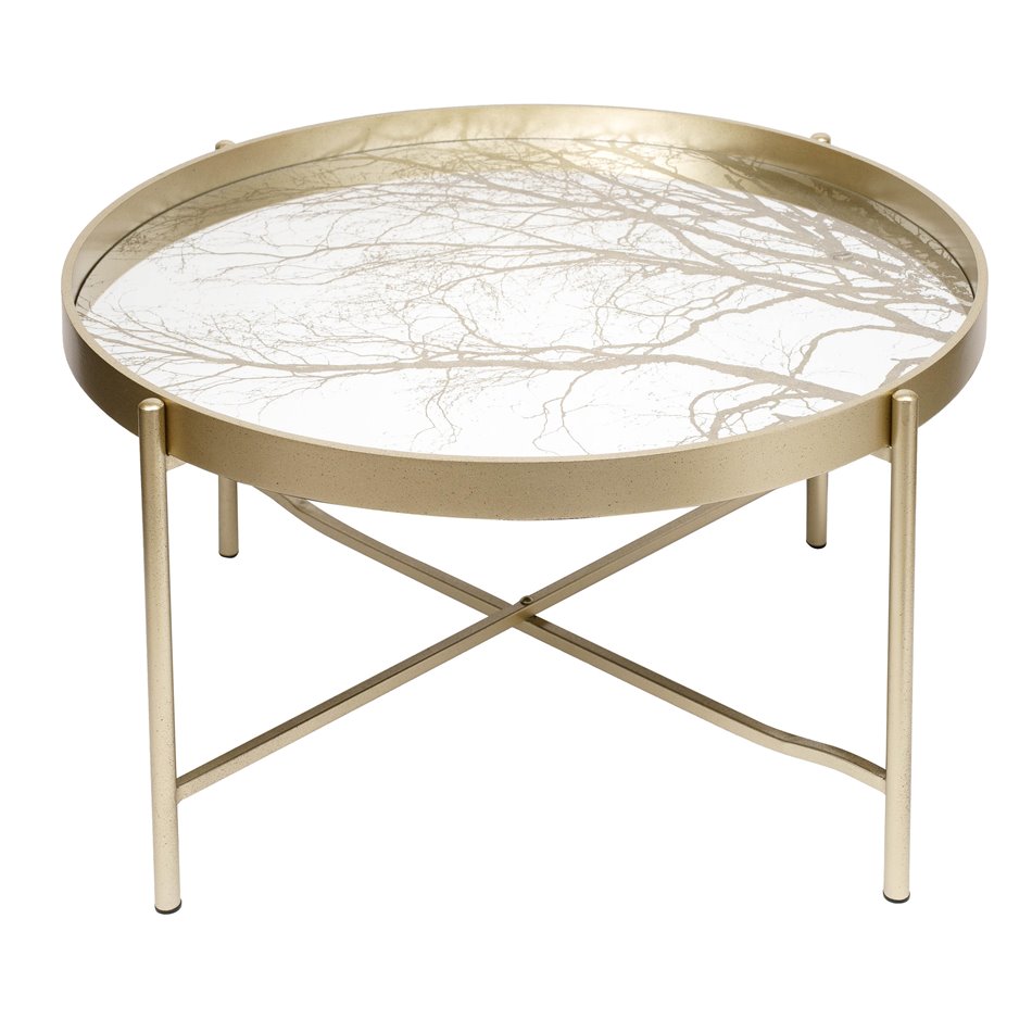 Coffee Table – Gold Metal & Plastic Modern Design