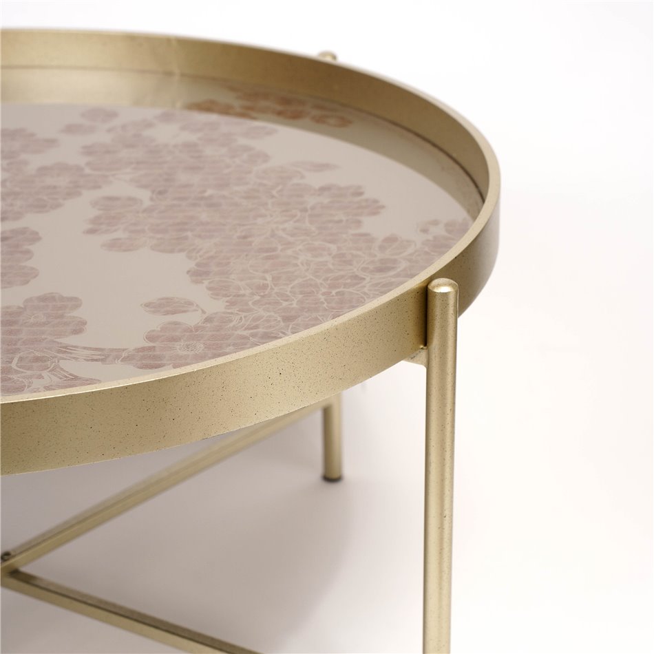 Round Coffee Table – Gold Metal & Plastic Modern Design