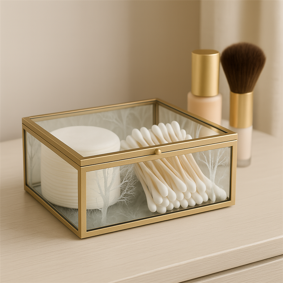 Box glass/metal Favara M, 15x16cm, H6.8cm