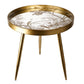 Furuset L Side Table – Gold Metal & Polyresin Round Accent Table
